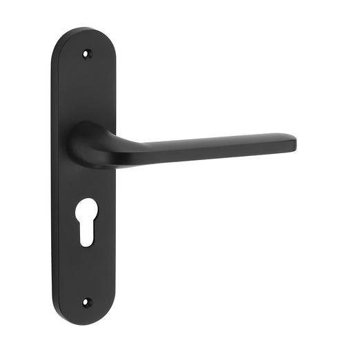 IPSA Olive Moderna Handle Series on 8" Plate CYS Lockset with 60mm One Side Key and Knob - Matte Antique Finish BLACK
