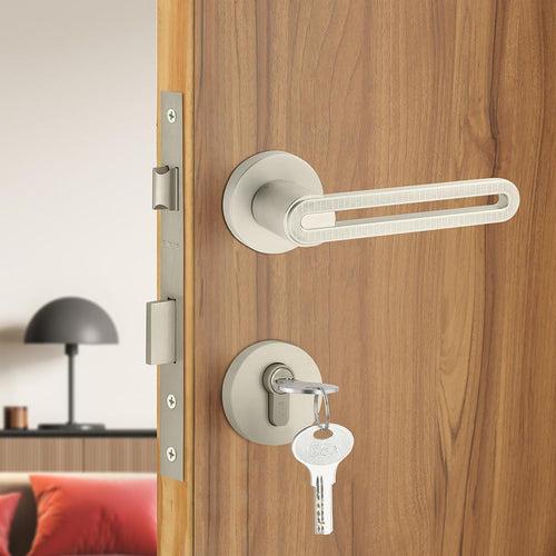 IPSA Moderna Series Curve Door Handle One Pair with Lock body and Both side key Cylinder