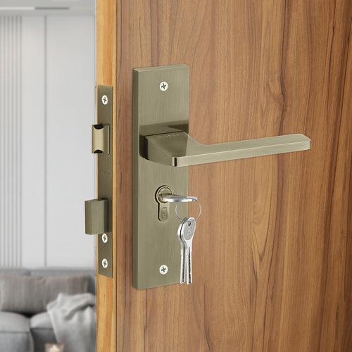 IPSA Cyan Moderna Handle Series on 8" Plate CYS Lockset with 60mm One Side Key and Knob - Matte Antique Finish ATQ