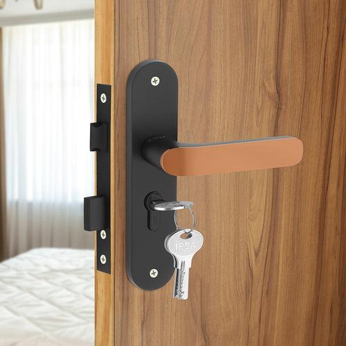 IPSA Plum Moderna Handle Series on 8" Plate CYS Lockset with 60mm One Side Key and Knob - Matte Finish BRG