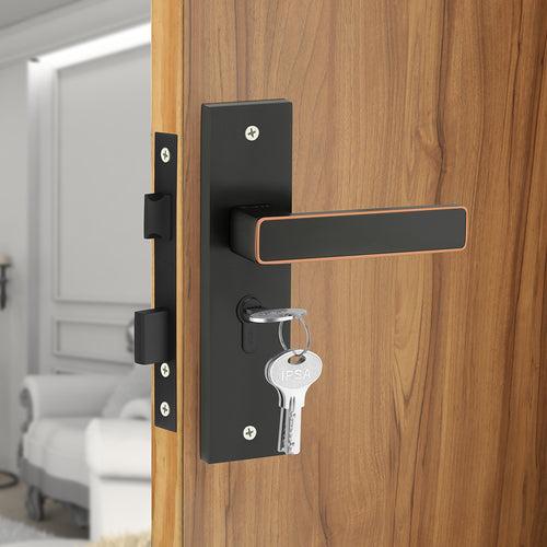 IPSA Clay Iris Handle Series on 8" Plate CYS Lockset with 60mm One Side Key and Knob - Matte Antique Finish BRG