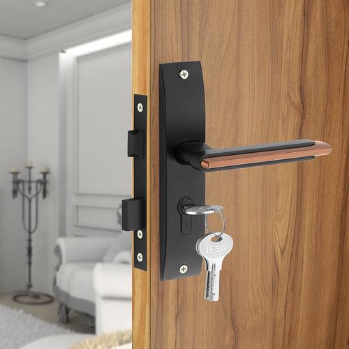 IPSA Lead Iris Handle Series on 8" Plate CYS Lockset with 60mm One Side Key and Knob - Matte Antique Finish BRG