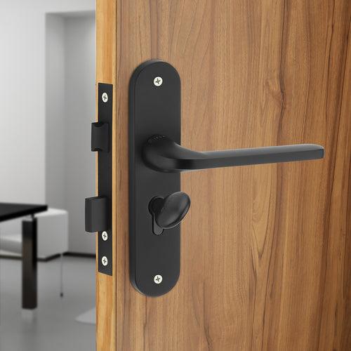 IPSA Olive Moderna Handle Series on 8" Plate CYS Lockset with 60mm Coin and Knob - Matte Finish BLACK