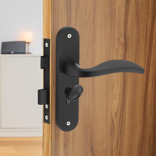 IPSA Scarlet Moderna Handle Series on 8" Plate CYS Lockset with 60mm Coin and Knob - Matte Finish BLACK