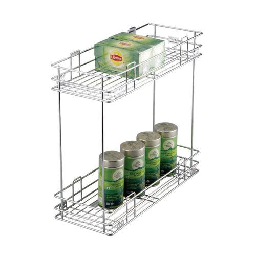 IPSA Stainless Steel Bottle Pull Out Wire | 2 Shelf (Pack of 1 Piece)