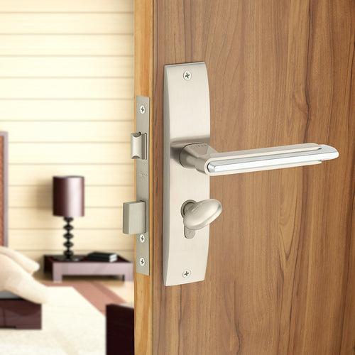 IPSA Lead Iris Handle Series on 8" Plate CYS Lockset with 60mm Coin and Knob - Matte Satin Nickel Finish CPS