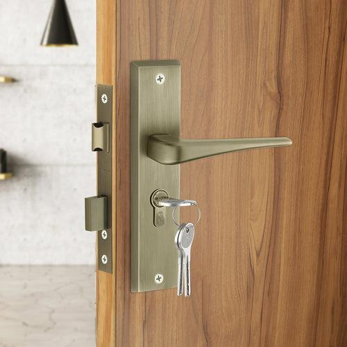 IPSA Navy Iris Handle Series on 8" Plate CYS Lockset with 60mm Both Side Key - Matte Antique Finish MAB