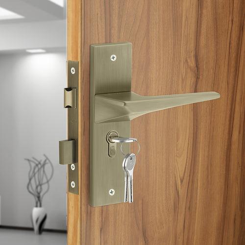 IPSA Smoke Moderna Handle Series on 8" Plate CYS Lockset with 60mm One Side Key and Knob - Matte Finish MAB