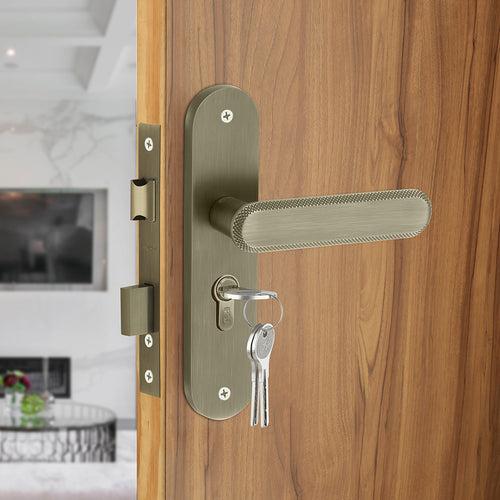 IPSA Stone Moderna Handle Series on 8" Plate CYS Lockset with 60mm One Side Key and Knob - Matte Finish MAB