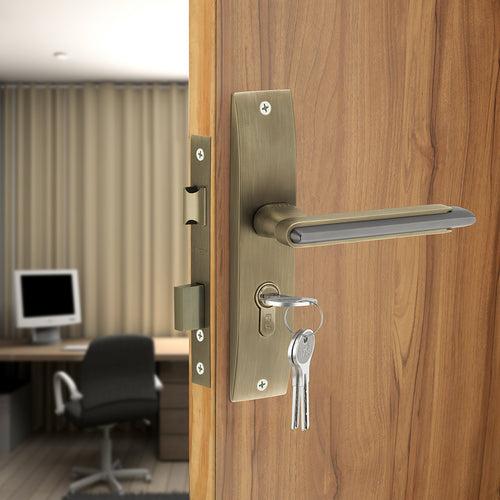 IPSA Lead Iris Handle Series on 8" Plate CYS Lockset with 60mm Coin and Knob - Matte Antique Finish MAB