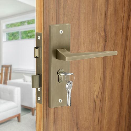 IPSA Flax Moderna Handle Series on 8" Plate CYS Lockset with 60mm One Side Key and Knob - Matte Finish MAB