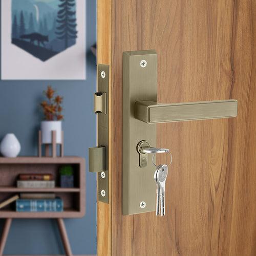 IPSA Teal Iris Handle Series on 8" Plate CYS Lockset with 60mm Both Side Key - Matte Antique Finish MAB