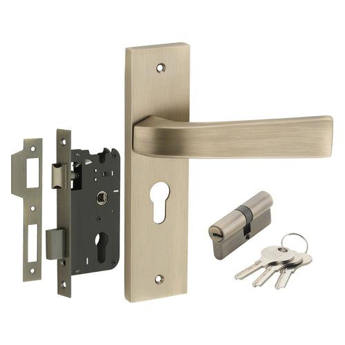 IPSA Russet Moderna Handle Series on 8" Plate CYS Lockset with 60mm Both Side Key - Matte Antique Finish MAB