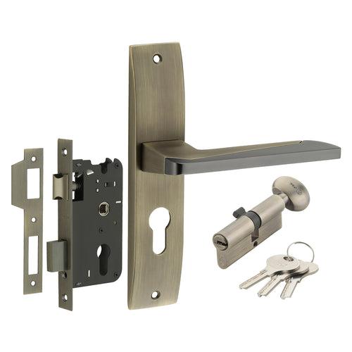 IPSA Lilac Iris Handle Series on 8" Plate CYS Lockset with 60mm One Side Key and Knob - Matte Finish MAB