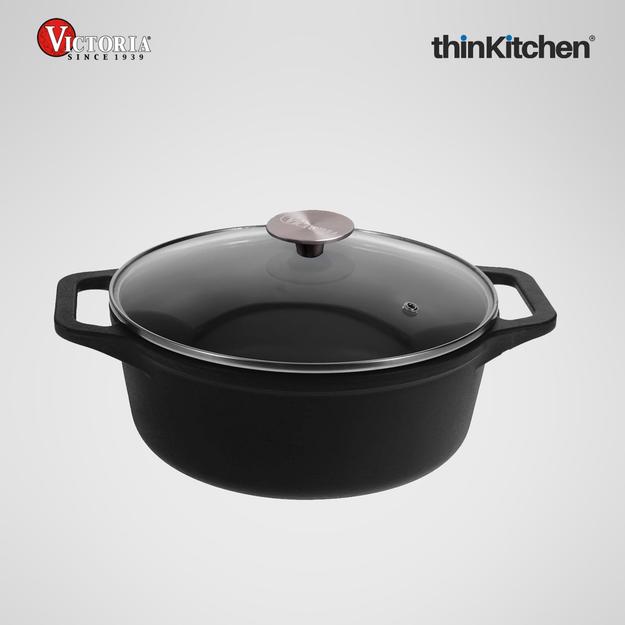 Victoria 4QT/3,8 L Ductch Oven ith Glass Lid Pre-Seasoned