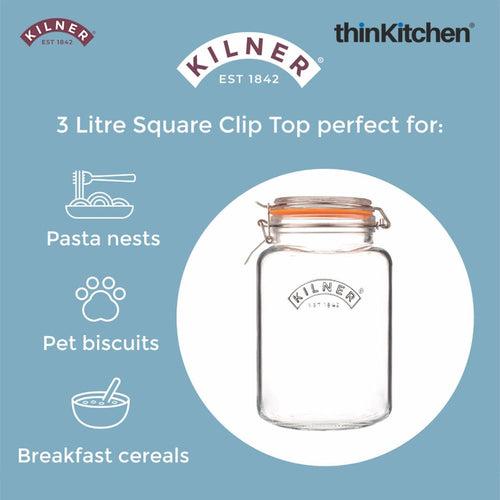 Kilner Clip Top Square Jar 3 Litre