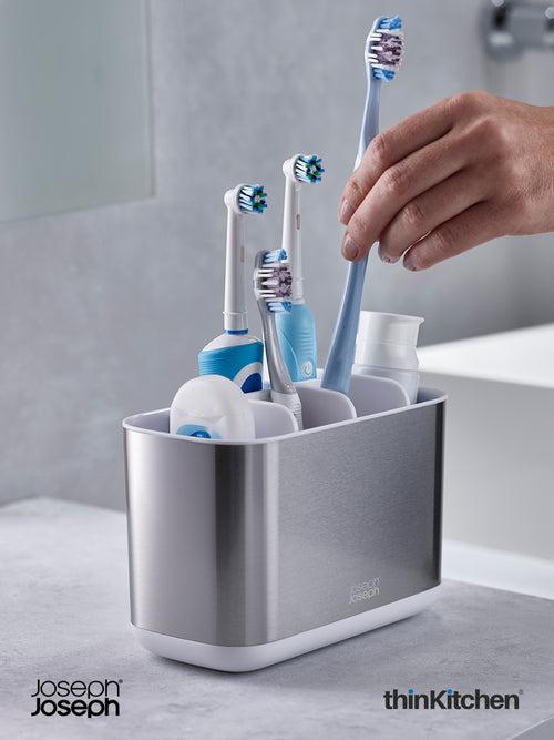 Joseph Joseph Bathroom EasyStore Steel Toothbrush Caddy Large - White