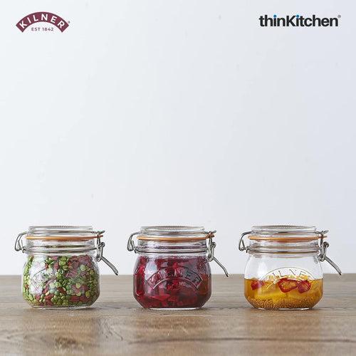 Kilner Set of 3 Clip Top Round Jars, 0.5 Litre