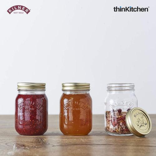 Kilner Set of 3 Preserve Jars, 0.5 Litre