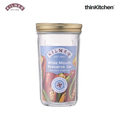 Kilner Set of 3 Wide Mouth Preserve Jars, 0.5 Litre