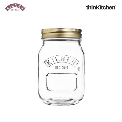 Kilner Set of 3 - 500ml Wide Mouth Screw Top Preservation Jars + Set of 3 Clear Square Glass Clip Top Jars, 500ml