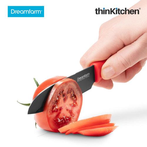 Dreamfarm Kneed Cutting Spreading And Scooping Knife With Built In Plastic Wrap Cutter Red