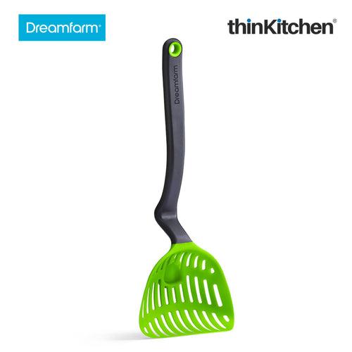 Dreamfarm Lestrain Drip Catching Sit Up Scoop Strainer Keeps Bench Tops Mess Free Flexible Dripless Slotted Spoon Food Strainer Green