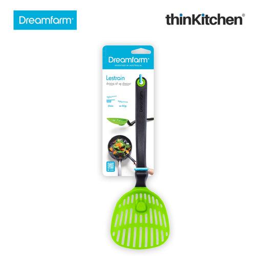 Dreamfarm Lestrain Drip Catching Sit Up Scoop Strainer Keeps Bench Tops Mess Free Flexible Dripless Slotted Spoon Food Strainer Green