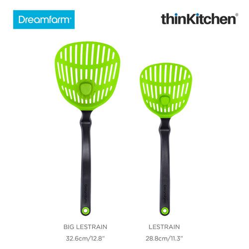 Dreamfarm Lestrain Drip Catching Sit Up Scoop Strainer Keeps Bench Tops Mess Free Flexible Dripless Slotted Spoon Food Strainer Green