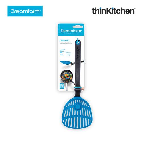 Dreamfarm Lestrain Drip Catching Sit Up Scoop Strainer Keeps Bench Tops Mess Free Flexible Dripless Slotted Spoon Food Strainer Blue