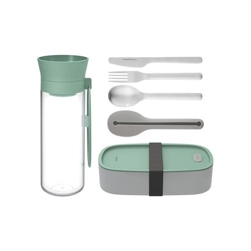 Berghoff Leo Lunch Set Water Bottle Flatware And Bento Box Green