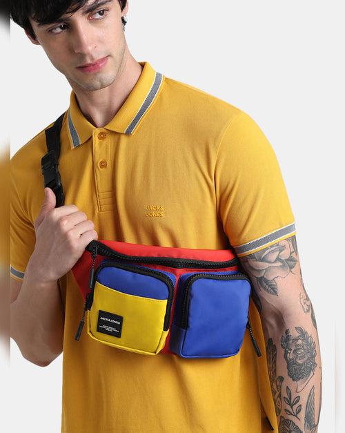 JACK & JONES RED COLOURBLOCKED CHESTPACK