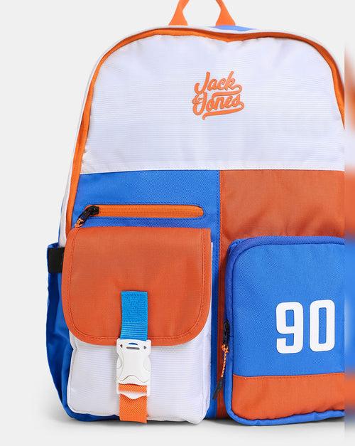 JACK & JONES ORANGE COLOURBLOCKED BACKPACK