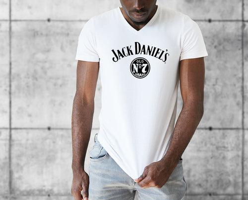 Solid Men V Neck White T-Shirt