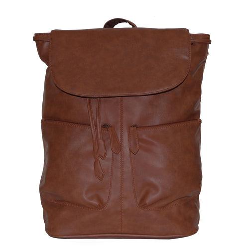 Dark Brown Faux Leather Backpack