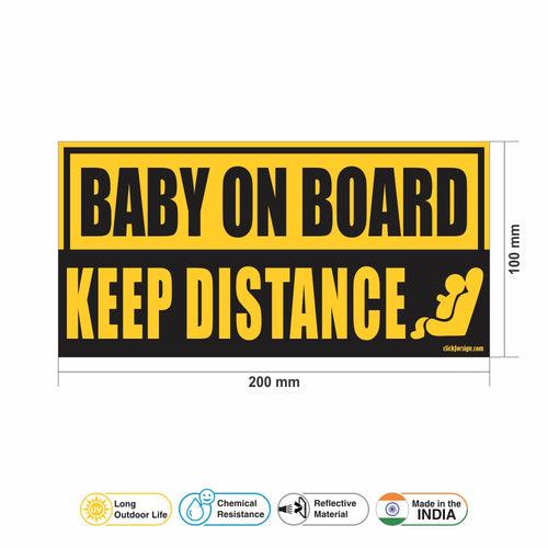 Premium Keep Distance Reflective Baby on board Sticker for Bumper