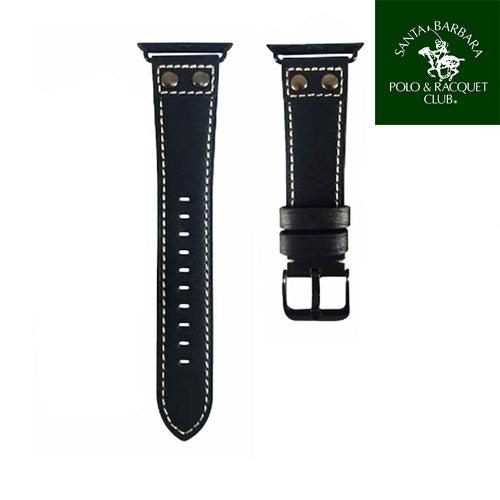 iWatch Dempsey Series Genuine Santa Barbara Leather Strap - Black