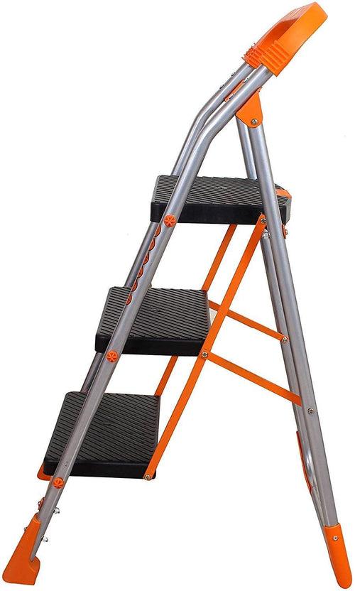 Parasnath 3 Step Orange Diamond Folding Ladder with Wide Steps 3 Steps 3.1 FT Ladder - Made in India