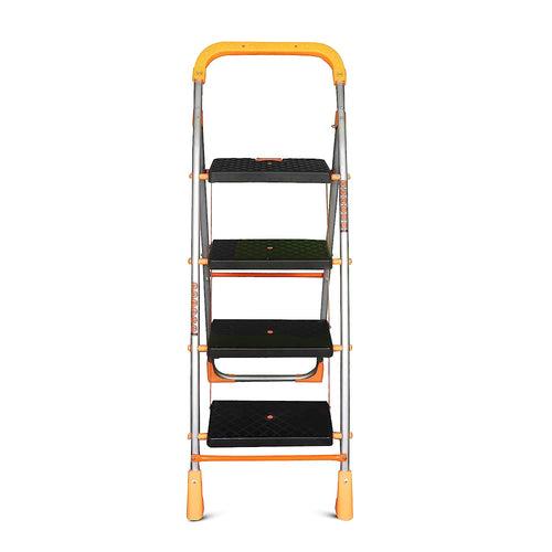 Parasnath 4 Step Orange Diamond Folding Ladder with Wide Steps 4 Steps 4.2 FT Ladder - Made in India