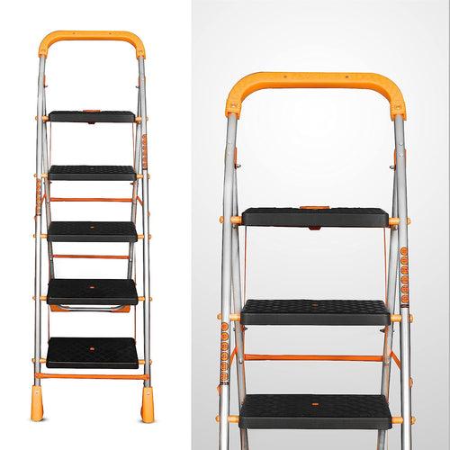 Parasnath Orange Diamond Folding Ladder with Wide Steps 5 Steps 5.1 FT Ladder - Made in India