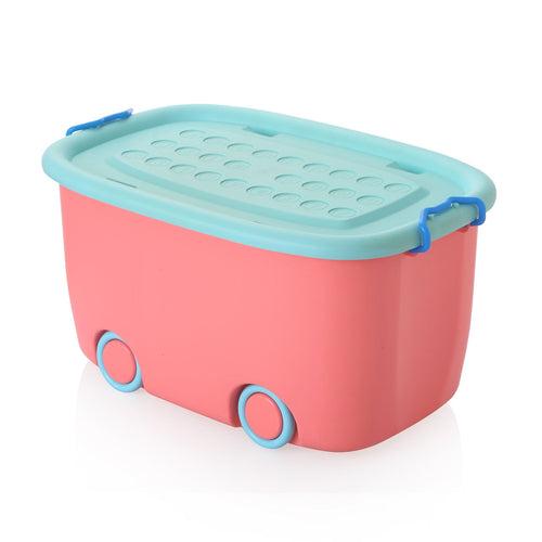 PARASNATH Rolling Storage Container Box (PinkBlue Colour)- 25 Litre Super Large With Wheels Size (50X33X26 cm)