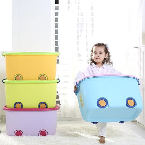 PARASNATH Rolling Storage Container Box (PinkBlue Colour)- 25 Litre Super Large With Wheels Size (50X33X26 cm)