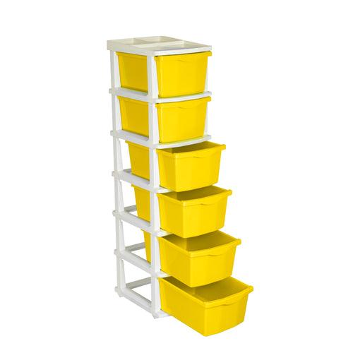 PARASNATH Boxo 6 Layer (Yellow) Multi-Purpose Modular Drawer Storage System for Home and Office with Trolley Wheels and Anti-Slip Shoes