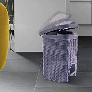 PARASNATH Rattan Design (Purple Colour) Pedal Dustbin 11Litre Modern Light-weight Dustbin for Home and Office Purple Colour - Made In India - Size 10 inchX10 inchX13 inch