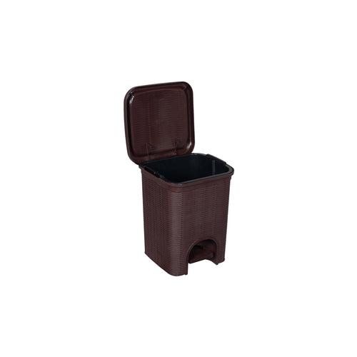 PARASNATH Rattan Design (Brown Colour) Pedal Dustbin 11Litre Modern Light-weight Dustbin for Home and Office Brown Colour - Made In India - Size 10 inchX10 inchX13 inch