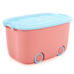 PARASNATH Rolling Storage Container Box (PinkBlue Colour)- 25 Litre Super Large With Wheels Size (50X33X26 cm)