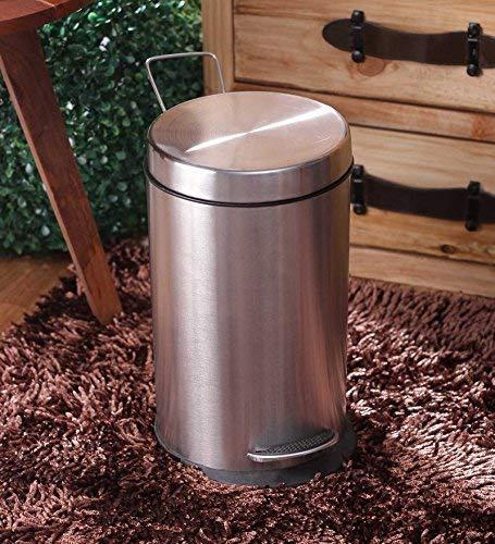 Parasnath Stainless Steel Plain Pedal Dustbin With Plastic Bucket (7''X11''- 5 Liter)