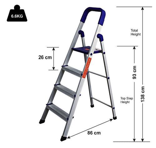 PARASNATH Aluminium Blue Heavy Folding Maple Ladder 4 Step 4.2 Ft