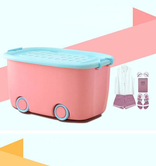 PARASNATH Rolling Storage Container Box (PinkBlue Colour)- 25 Litre Super Large With Wheels Size (50X33X26 cm)