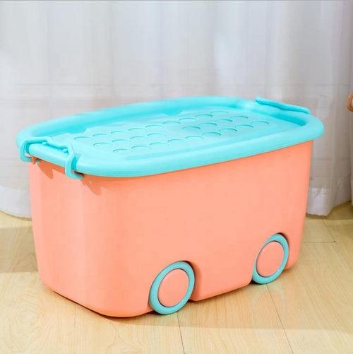 PARASNATH Rolling Storage Container Box (PinkBlue Colour)- 25 Litre Super Large With Wheels Size (50X33X26 cm)